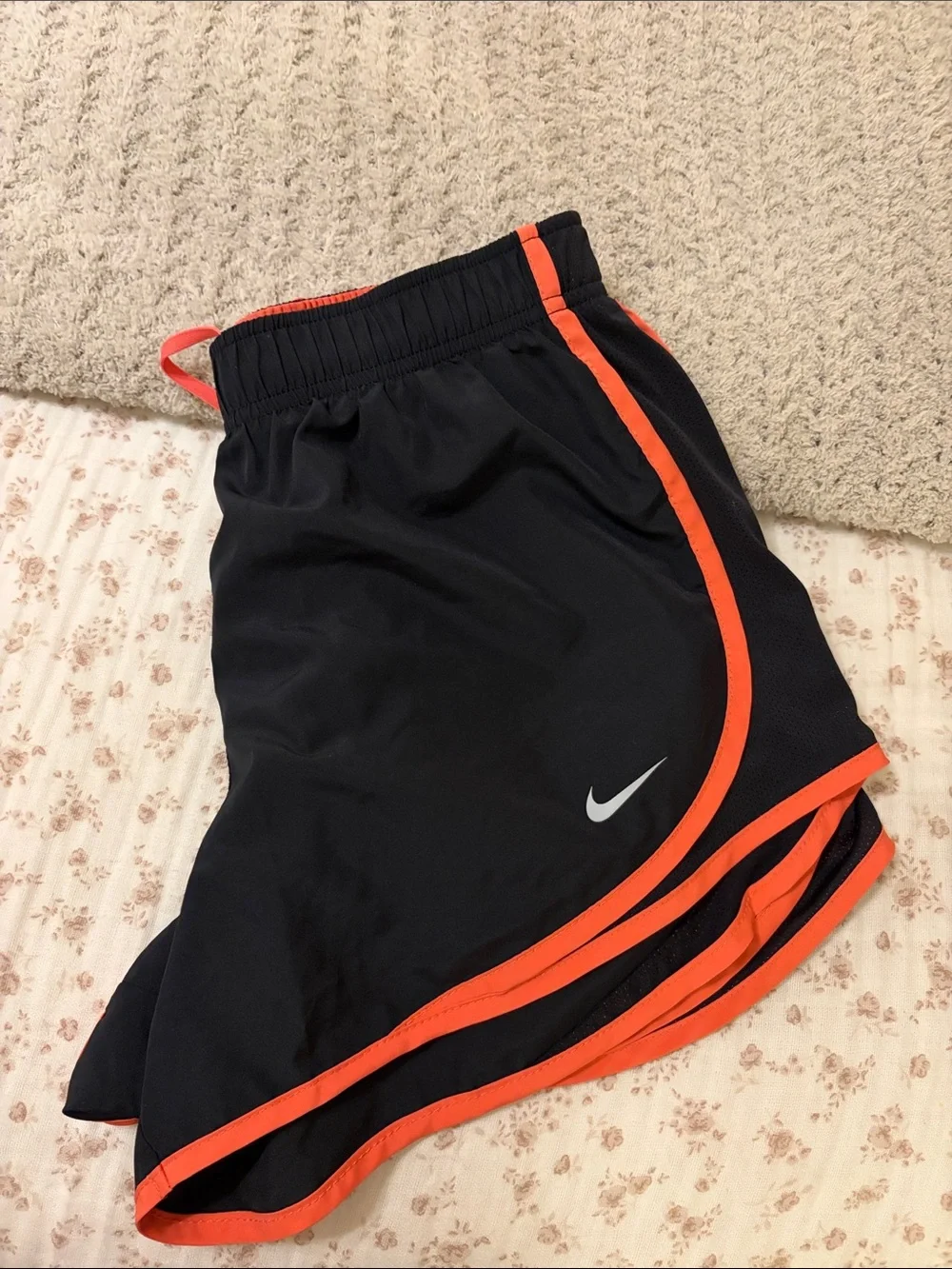 Nike Women’s Black Running Shorts with Orange Trim
